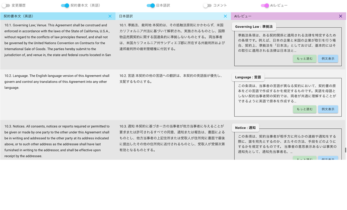条項の抜け漏れをチェックできる